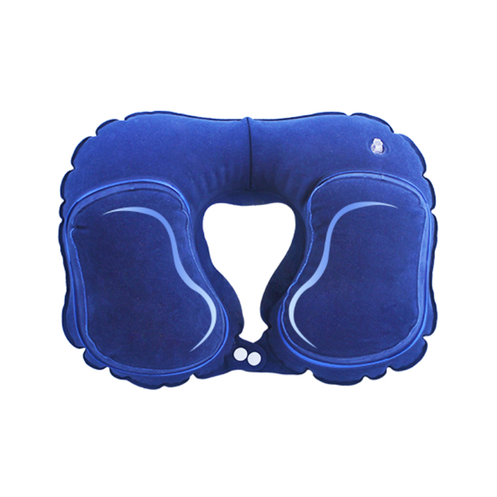Travel Neck Pillows for Airplanes & Travelling with Ultra Plush Velour Cover, Inflatable Neck Care Pillow