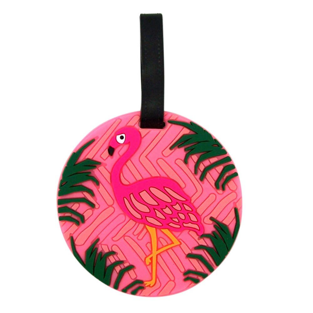 Tropical Pink Flamingo Luggage Tags, 3 1/4 Inch, Pack of 2