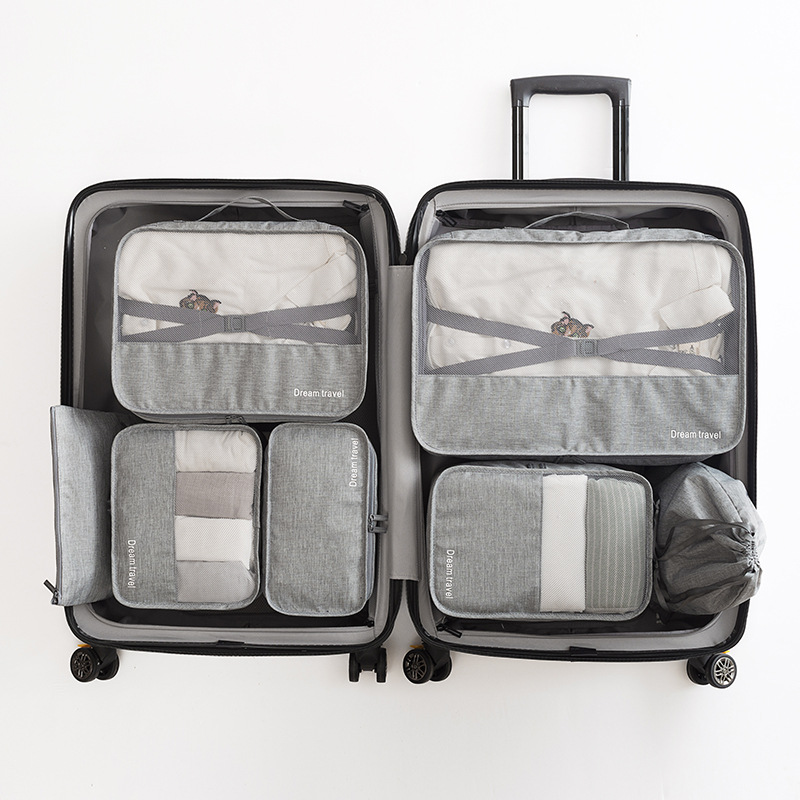 7pcs/Set Travel Clothes Storage Bag Clothing Organizer Bags Set For Luggage Suitcase