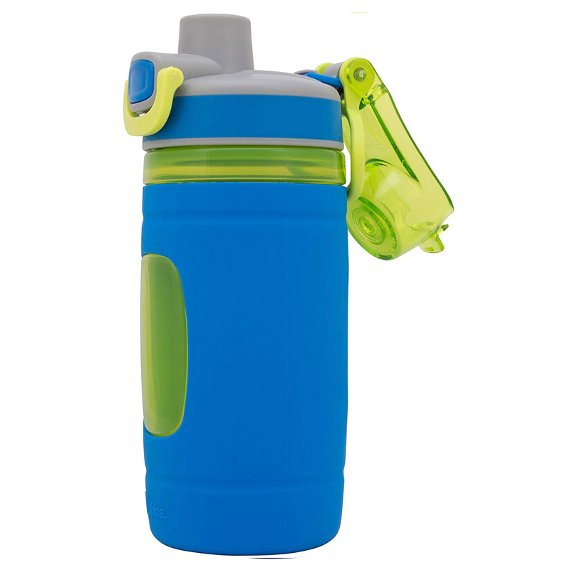 Hot Kids Outdoor Sports Water Bottle, Water Bottle with Silicone Sleeve, 16 oz., Azure