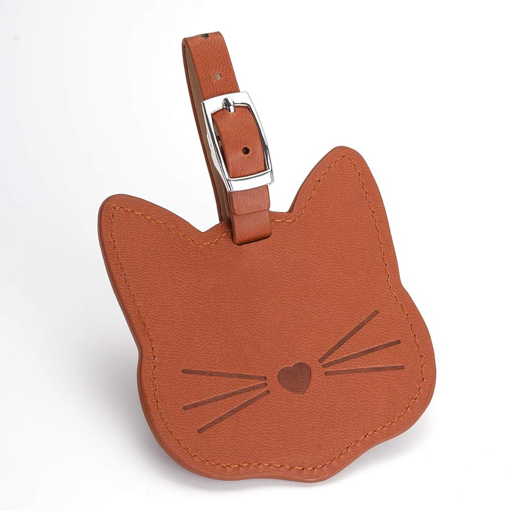 Luggage Tags, Personalized Leather Luggage Identification Tags, Cat Suitcase Tags Bulk waterproof, 2 Pack