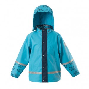Fashion Design PU Kid Raincoats with Hood and Refelective Tape K14150