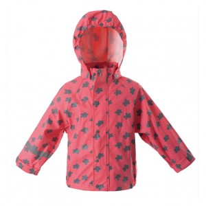 China Kids Lightweight Waterproof  Jacket Rainwear Red Printed Flower K14170 factory and suppliers | V-sheng