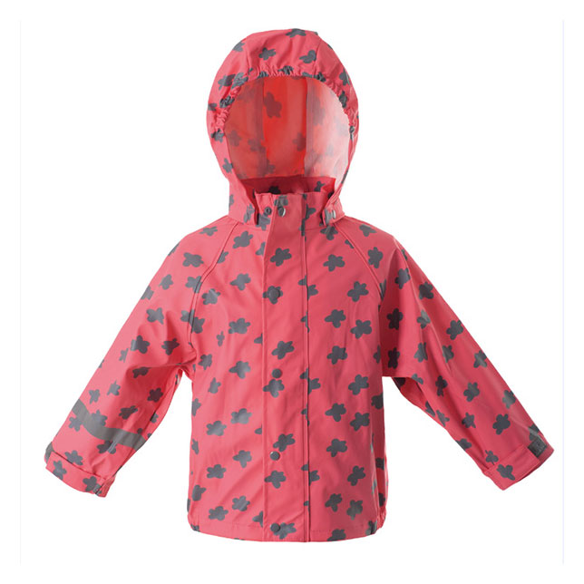 China Kids Lightweight Waterproof  Jacket Rainwear Red Printed Flower K14170 factory and suppliers | V-sheng Featured Image