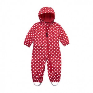 Kids Coverall Raincoat with Hood Red and White Pot  K14140