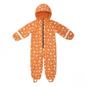 Kids Outdoor Hooded Coveral Rainwear Orange with White Star K14110