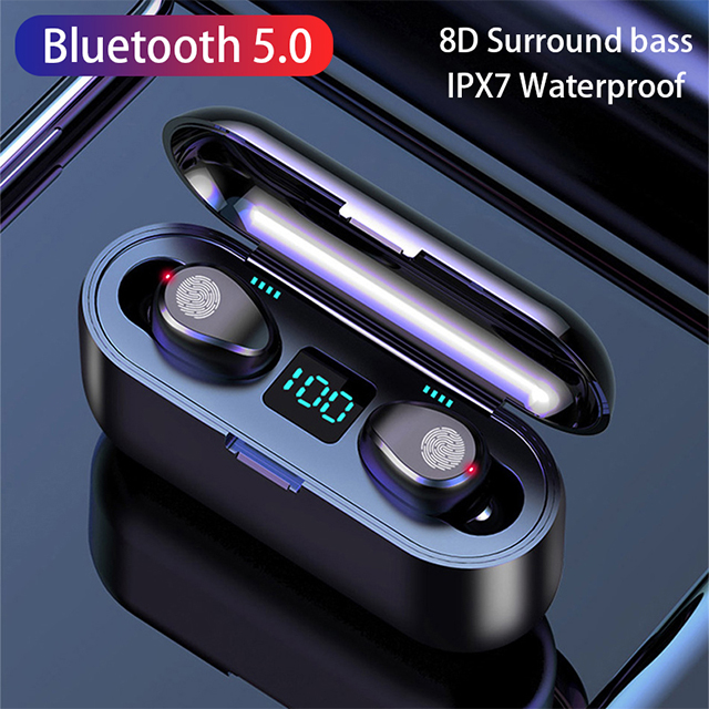 F9 Tws 5.0 True Wireless HIFI Stereo Headset Earbuds Lcd Digital Electric Quantity Waterproof Noise Reduction Bluetooth Earphone Featured Image