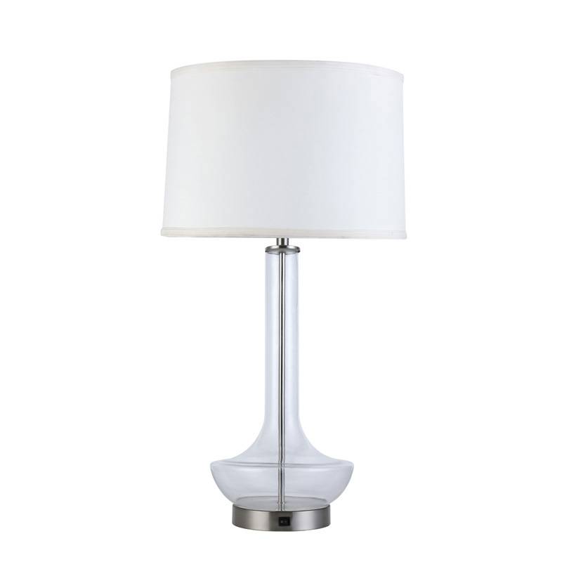 Glass base with  fabric lampshade table lamps lighting fixtures Featured Image