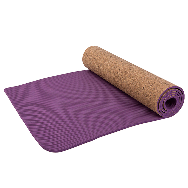 NEW design eco friendly  skidproof tpe exercise non toxic cork yoga mat