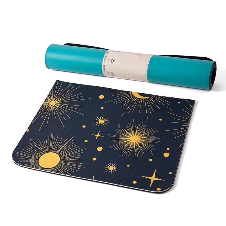 custom print odorless lightweight extra large size non slip design sgs certified material star and sun TPE  heavy duty yoga mat
