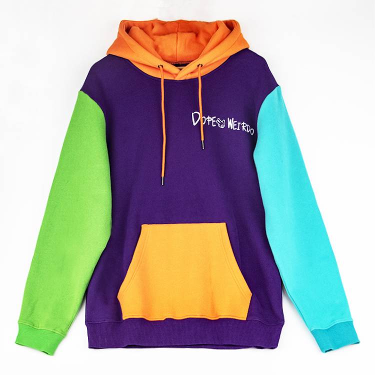 custom fleece screen print color block pullover hoodie