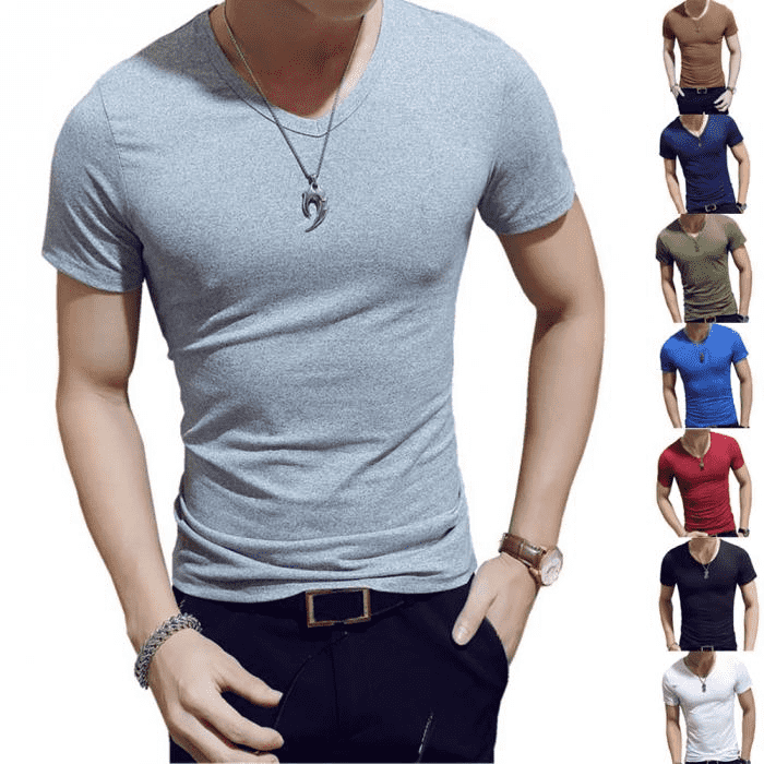 2020 t shirt fabric manufacturers v neck t-shirt for men plain t-shirts