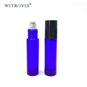 Wholesale 10ml Empty Blue Glass Roller Perfume Bottle with Ball Roller
