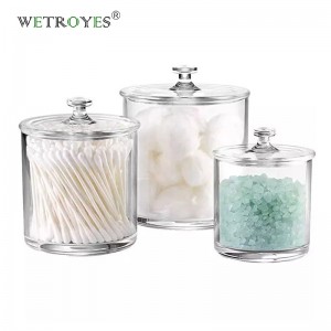 Set of 3 Crystal Plastic Storage Canisters Acrylic Apothecary Jars