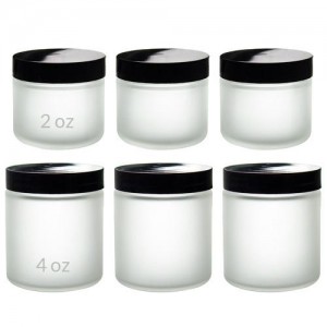 2oz Frosted Glass Straight Side Jar 60ml with Black Lid