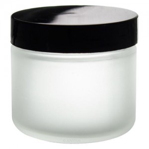 2oz Frosted Glass Straight Side Jar 60ml with Black Lid