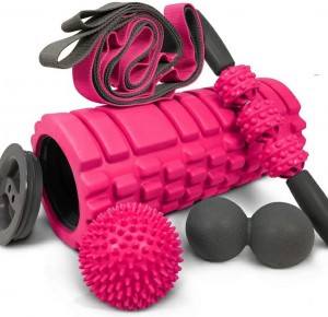 PU Foam Roller Set with Massage Stick, Spiky Massage Ball, Deep Tissue Ball Massager
