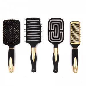 Rubber coating hair brush with colorful printing with design handle