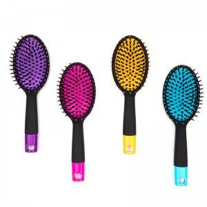 Rubber coating,UV electric, shinning printing,water transfer detangler hair brush with Intelliflex bristles
