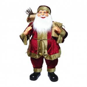 Customized Noel 80 cm big plastic Standing Santa Claus Christmas decoration with Sack
