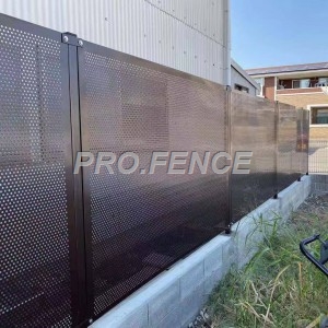 Perforated metal fence panel for architectural application