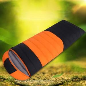 Two-color stitching irregular envelope sleeping bag can be filled with down in winter