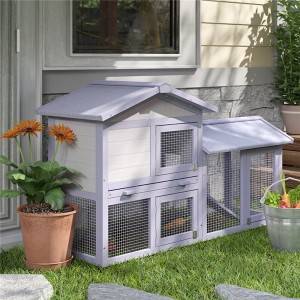 Cammack Raised Painted Deluxe Wood Rabbit Hutch with Run 0227