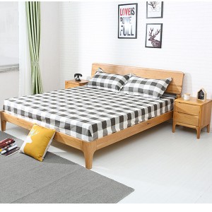 White Oak Multifunctional Double Bed Solid Wood Bedroom Bed#0113