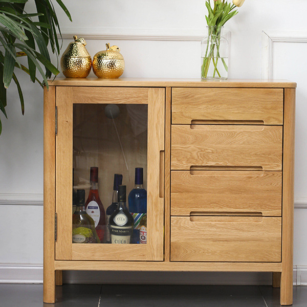 Solid wood sideboard simple storage cabinet with one door and four drawers#0105 Featured Image