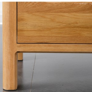 Grooved handle double-drawing bedside cabinet solid wood side cabinet#0121