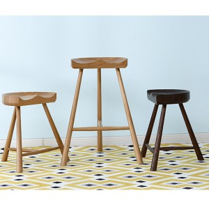 Solid Wood High and Low Bar Stool Cafe Saddle Stool#0081