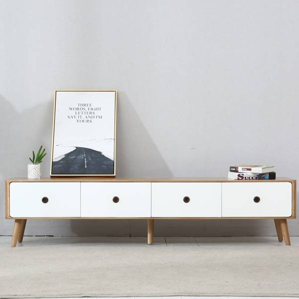 Nordic Modern Solid Wood Living Room Two-Color TV Stand Cabinet# 0020 Featured Image