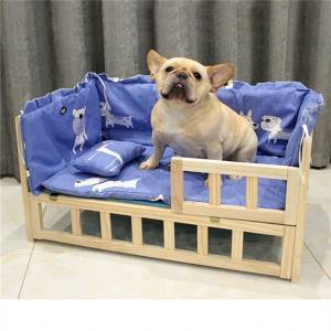 High-Grade Dog Kennel Solid Wood Frame Pet Bed 0214
