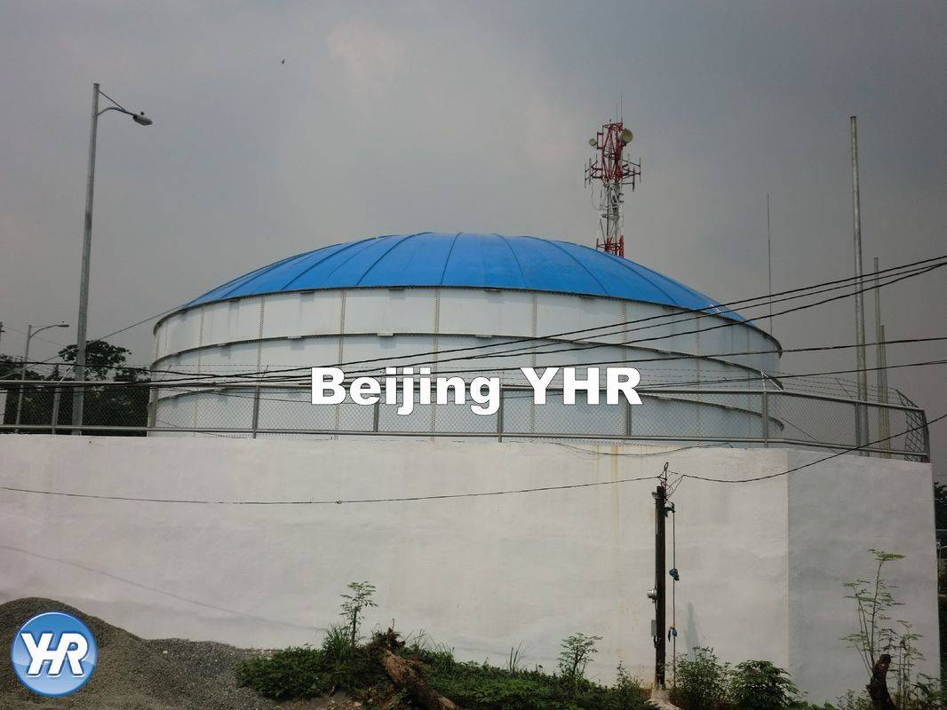 Round Cylindrical GFS Potable Water Storage Tanks Aluminum Flat Roof