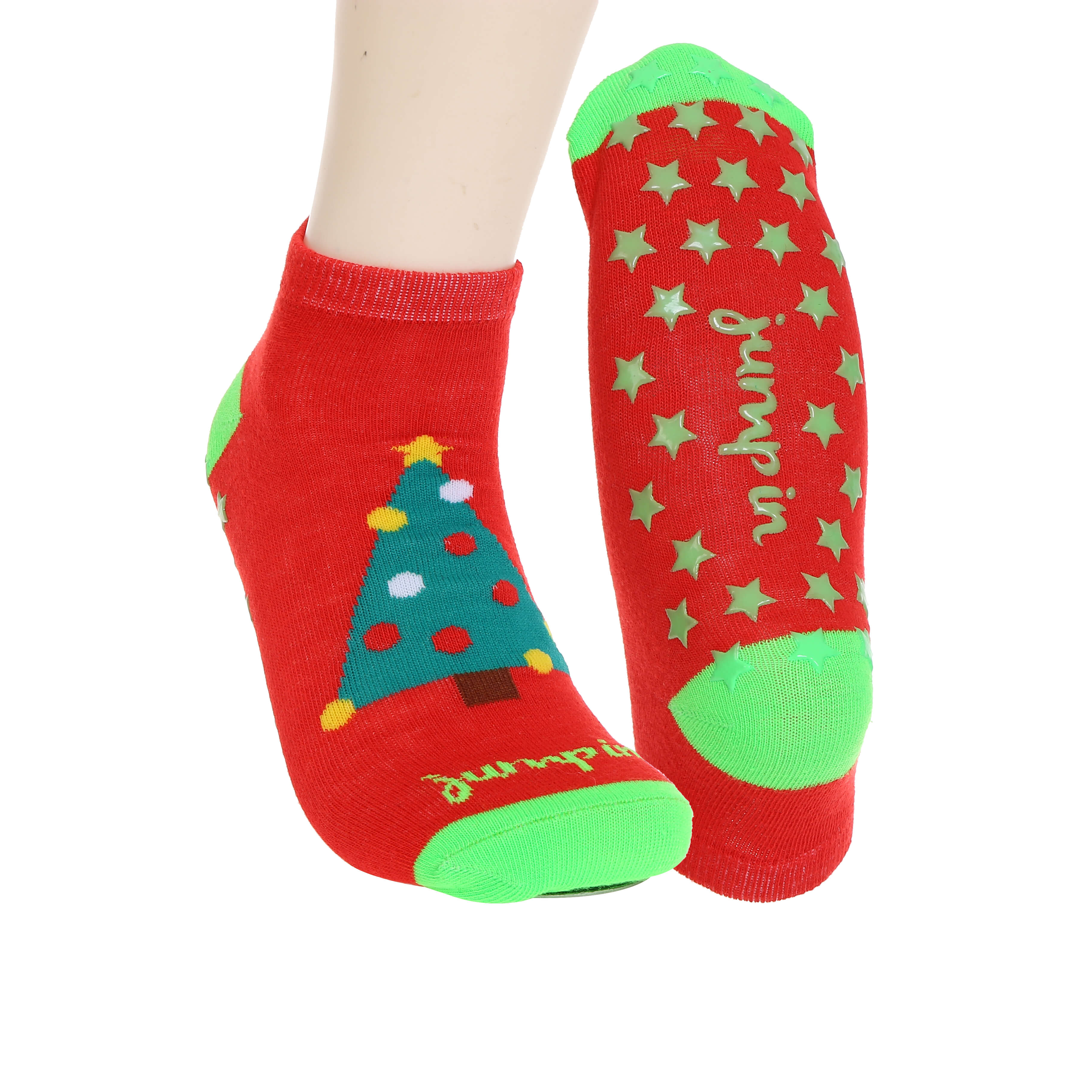 Christmas Trees Design Custom Logo Anti Slip Socks Women Yoga Socks