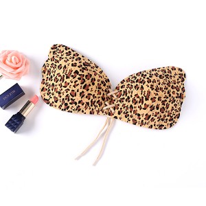 Sexy Leopard Print Adhesive Bra for women Strapless Breathable Backless Bra & Brief Sets Push Up Sticky Bra Adhesive Bra
