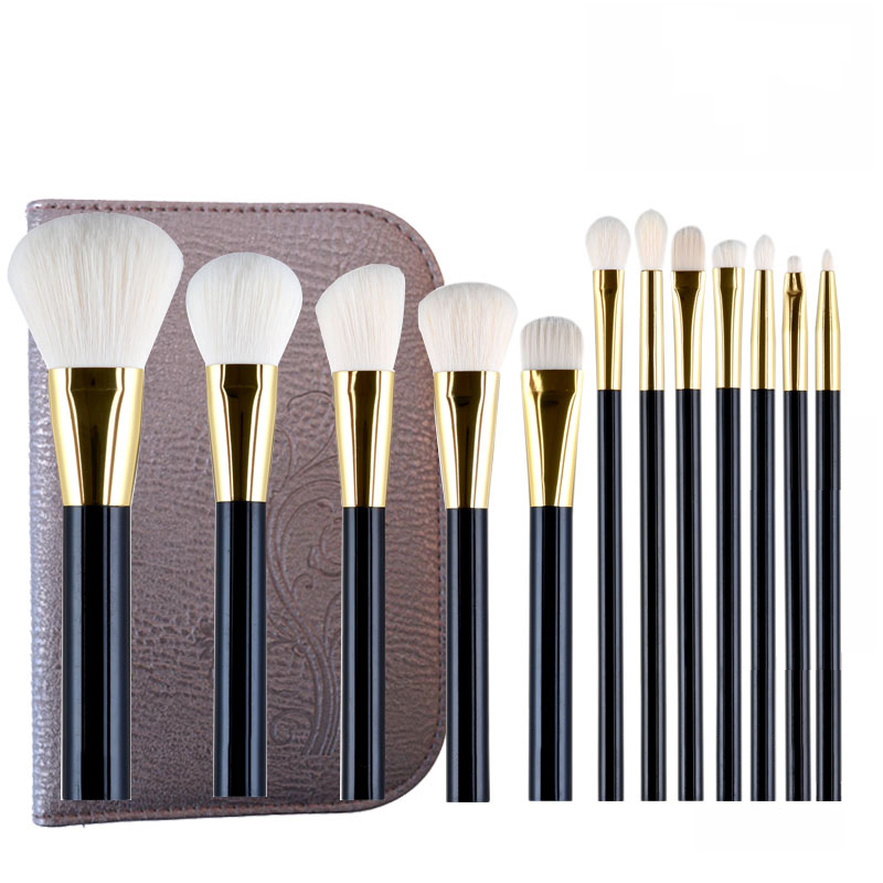 12pcs black gold makeup brush