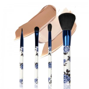 New design pritned handle makeup brushes set 4pcs Travel brush set