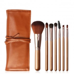 OEM Synthetic Hair 7pcs Travel Makeup Brush with cosmetic roll