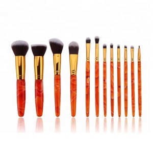 12pcs Orange color Acrylic hanlde Luxury Makeup Brush Set Private Label Makeup Brushes Set