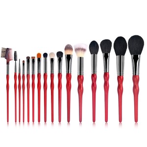 New design 16pcs red handle makeup brush set