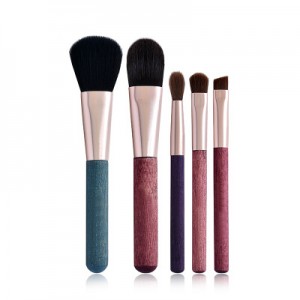 Factory direct 5pcs mini makeup brushes set kabuki travel brushes with brush bag
