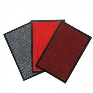 Polyester Surface Double Stripe PVC Mat Low Price Floormat For Outdoor Entrance