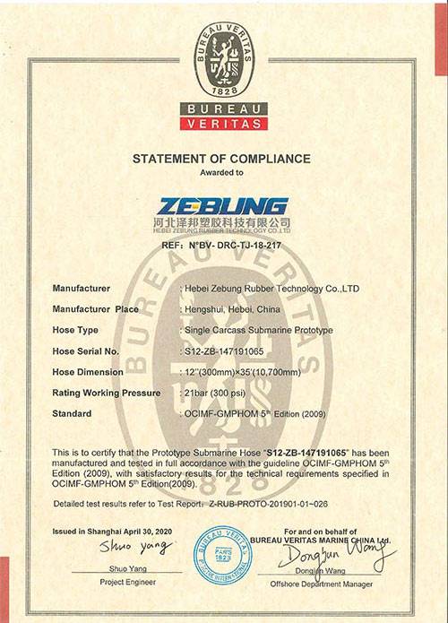 Underwater tubing certificate