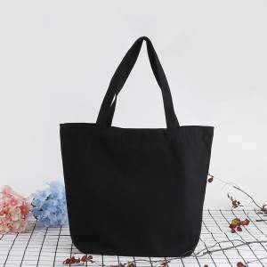 Promotional Advertising Custom Printed Logo Recycled Organic Black Cotton Canvas Tote Shopping Bag