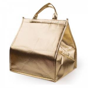 Velcro gold non woven insulated lunch cooler bag, ice bag with film for freezing food and lunch