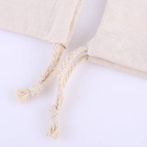 Drawstring bag natural color blank cotton drawstring pocket creative canvas bundle pocket can print logo