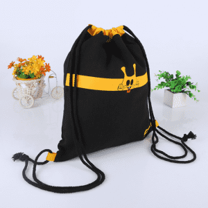 Personalized Colorful Friendly Eco Black Joint Drawstring Canvas Backpack Bag