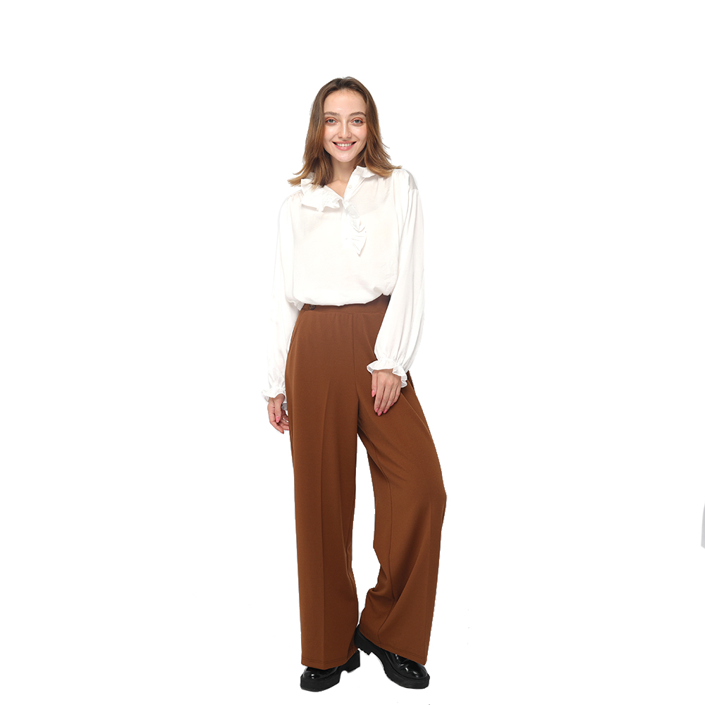 2020 modern flowing office lady pants with high waist and side pockets wholesale