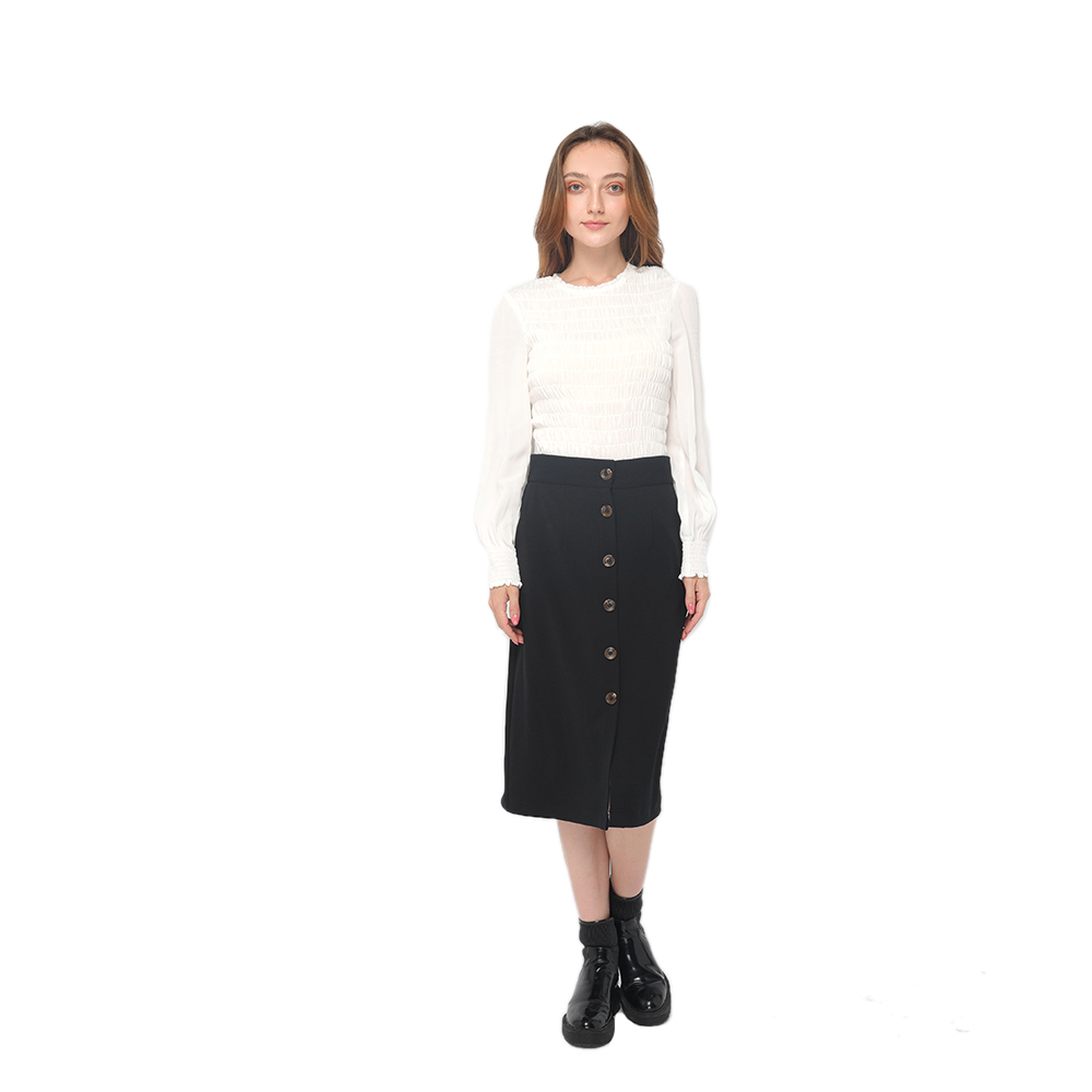 2020 modern high waist office lady skirt with buttons fastening women wholesale